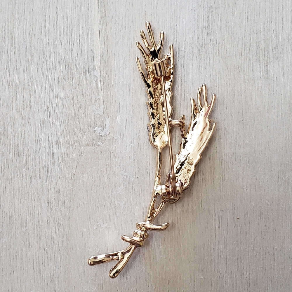 Yellow Rhinestone Wheat brooch - Picture 4 of 5